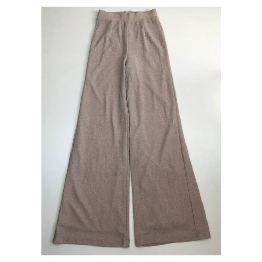 WINDSOR Light Mauve Pink Silver Glitter High Rise Waist Wide Flare Leg Pant
